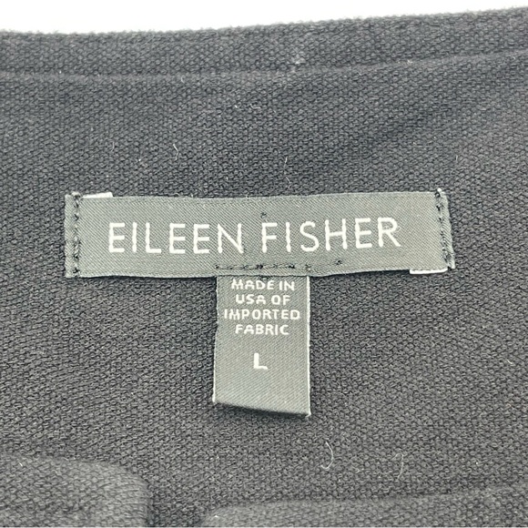 Eileen Fisher Black Knit Split Neck Sleeveless Dress Sz Large Summer Above Knee - Picture 8 of 13